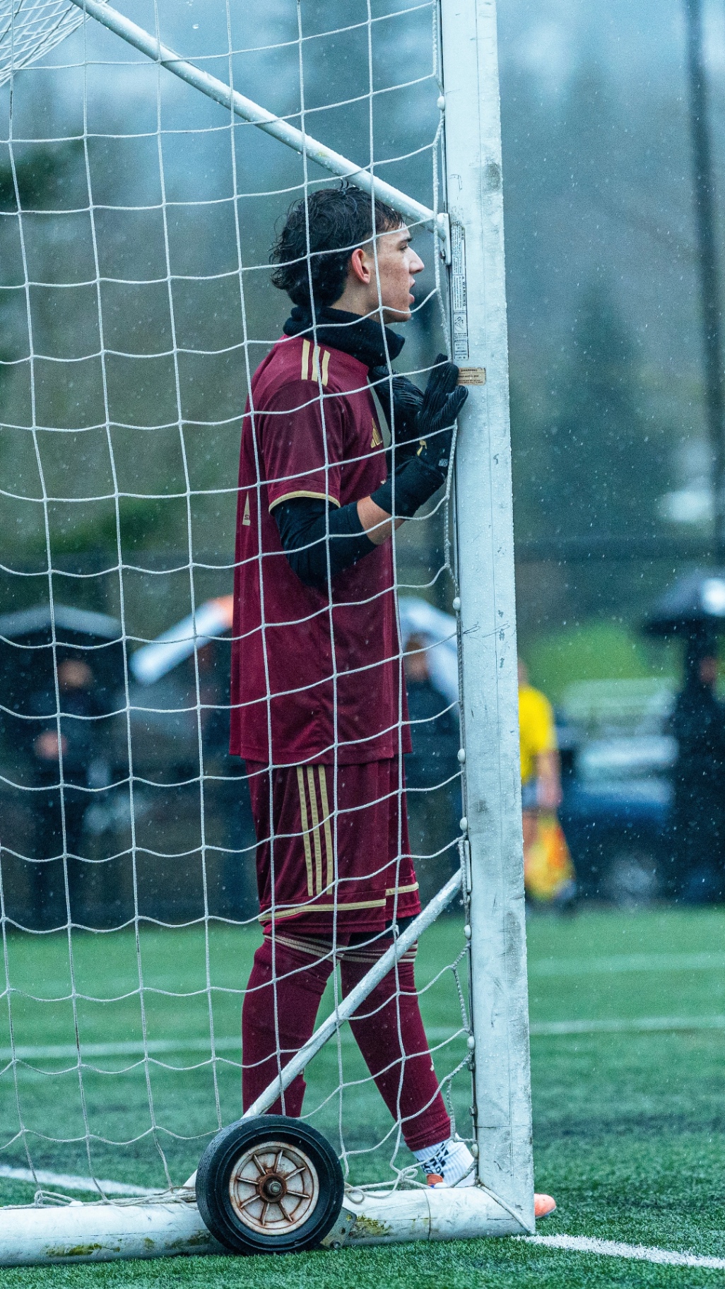 Goalkeeper in the rain